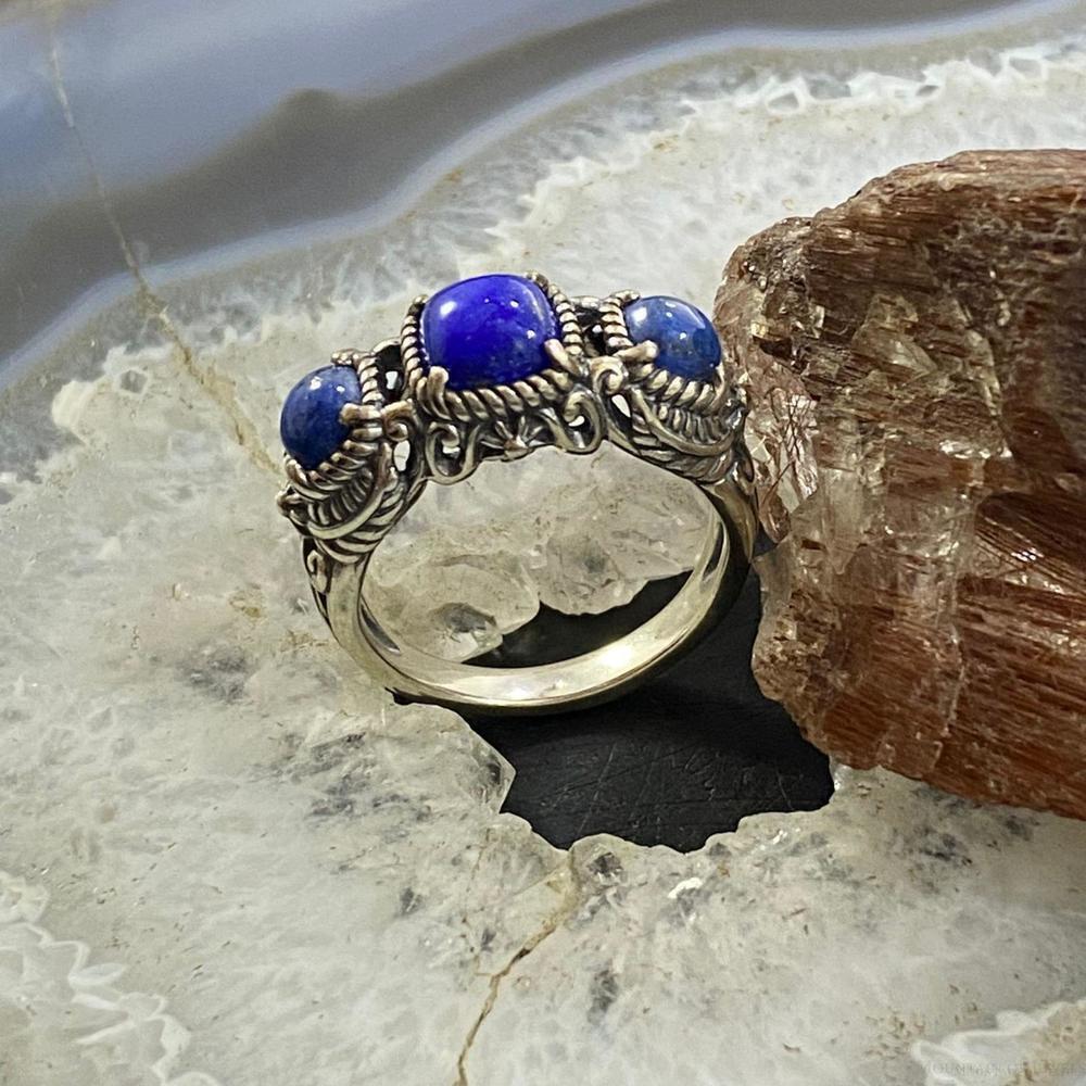 Carolyn Pollack Sterling Lapis Lazuli & Denim Lapis Decorated Ring For Women - Picture 5 of 10